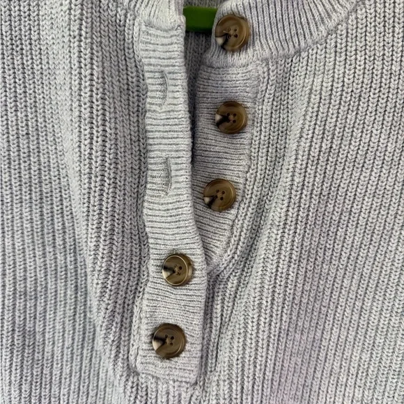 Aerie Light Gray women’s Henley Crewneck Sweater - Picture 3 of 6